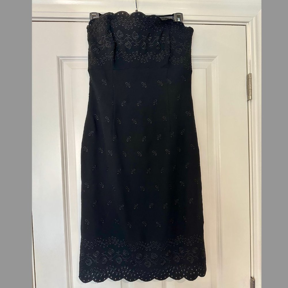 Spenser Jeremy Black Strapless Cocktail Dress with Embroidery Detail Size 6